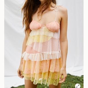 For Love & Lemons Sorbet Lace Mini Dress